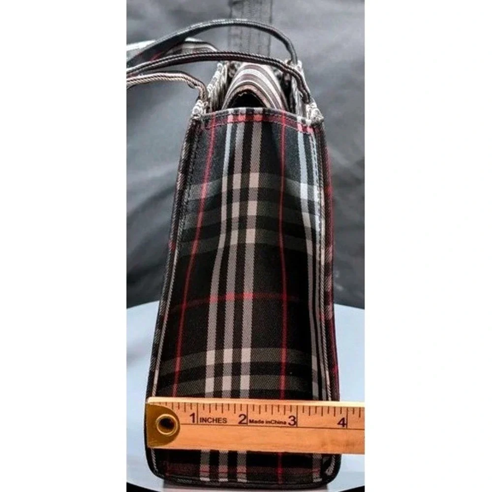 Kate Spade New York Tartan Plaid Tote Bag Shoulder Purse Leopard Lining~Vintage